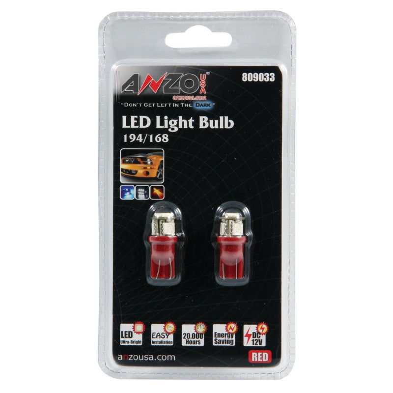 ANZO LED Bulbs Universal 194/168 Red – 4 LEDs