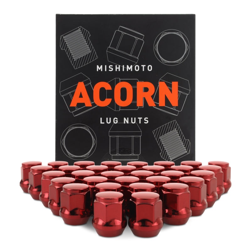 Mishimoto Steel Acorn Lug Nuts M14 x 1.5 – 32pc Set – Red