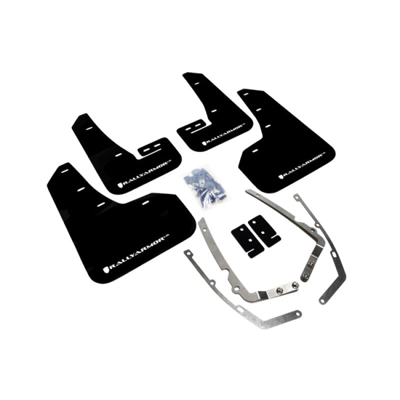 Rally Armor 2015+ VW Golf/GTI/TSI UR Black Mud Flap w/ White Logo