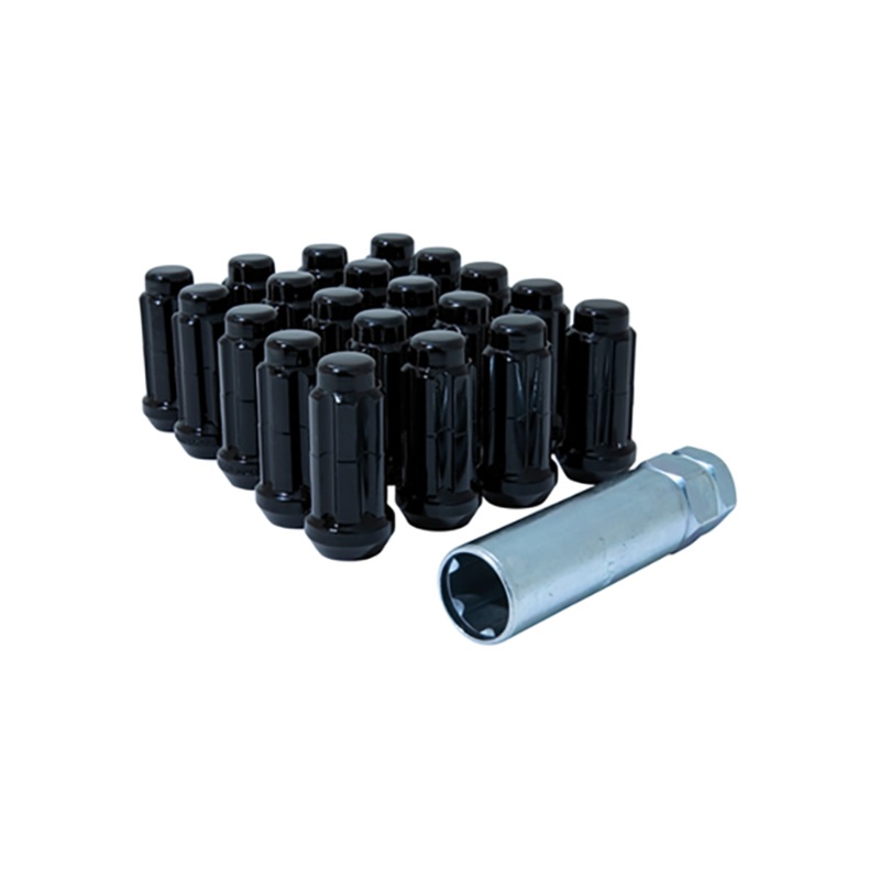 Gorilla Tuner Series Spline Lug Nut 14×1.5 Black 5 Lug Kit with Key (Set of 20)
