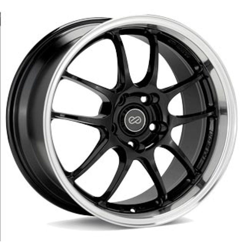 Enkei PF01SS 17×8 5×114.3 50mm Offset 75mm Bore Diameter Gloss Black w/ Machined Lip