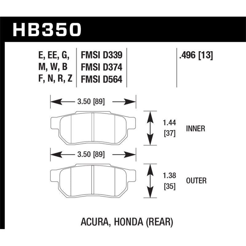 Hawk 90-01 Acura Integra (excl Type R) / 98-00 Civic Coupe Si Performance Ceramic Street Rear Brake