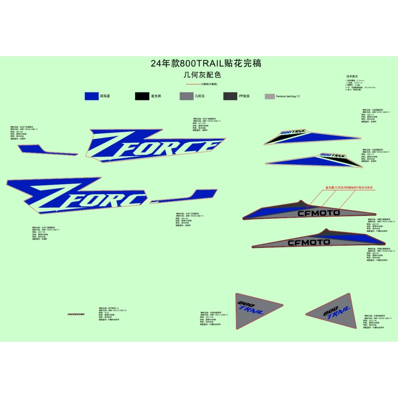 RH Side Door Rear Decal by CF Moto