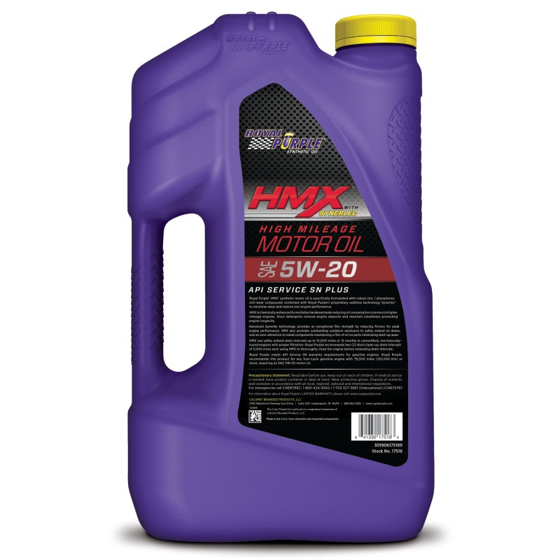 Royal Purple HMX Premium Synthetic High Mileage 5W-20 Motor Oil – 5 Quart