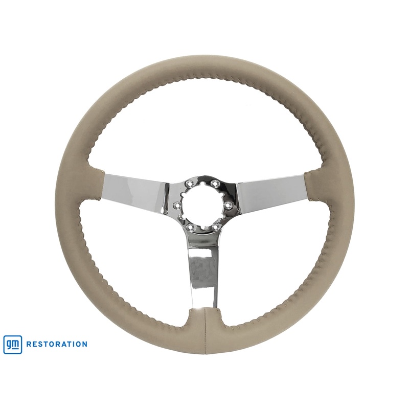 S6 Step Series Tan Leather Chrome Steering Wheel | ST3040TAN