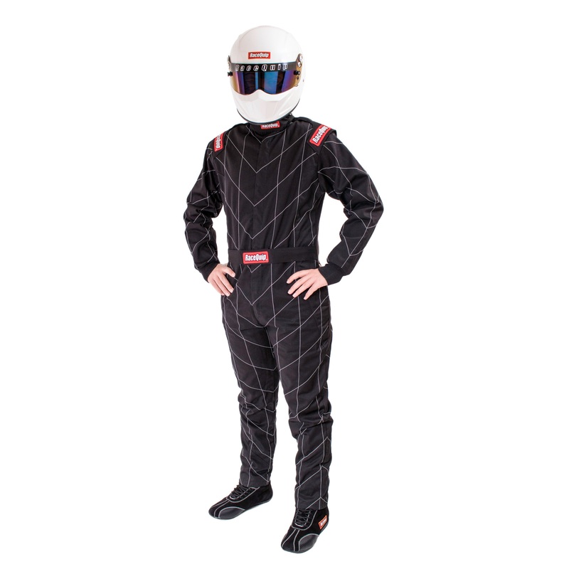 RaceQuip Black Chevron-1 Suit – SFI-1 Mtall