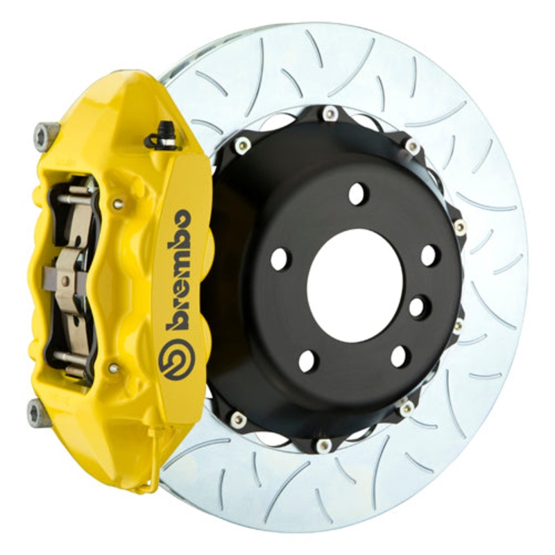 Brembo GT System Monobloc 4 Piston Rear Big Brake Kit Yellow Calipers Slotted Rotors – 22+ WRX