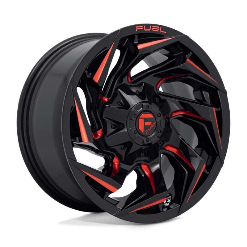 Fuel Wheels D755 Reaction 18″ 5×114.3/5×127 Gloss Black Milled With Red Tint