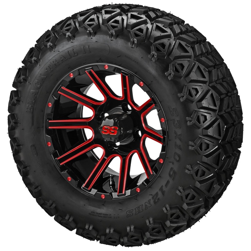 LSI 12″ Venom Black & Red Wheel and Lifted Tire Combo