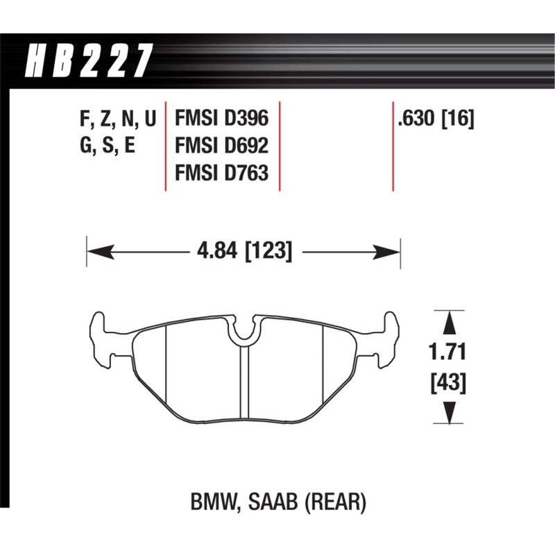 Hawk 92-95 BMW 325iS DTC-60 Race Rear Brake Pads