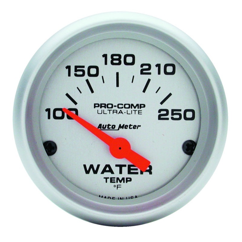 Autometer Ultra-Lite 52mm 100-250 Deg F Short Sweep Electric Water Temperature Gauge Universal | 4337