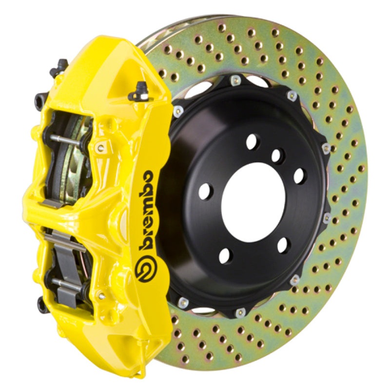 Brembo 12-19 Range Rover Evoque Front GT BBK 6 Piston Cast 380×32 2pc Rotor Drilled- Yellow