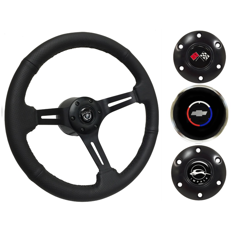 1955-68 Impala Steering Wheel Kit | Perforated Black Leather | ST3586BLK