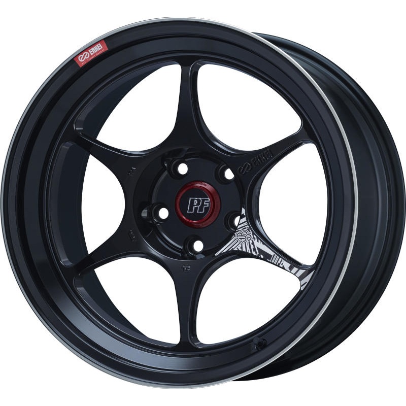 Enkei PF06 18x9in 5×114.3 BP 38mm Offset 75mm Bore Black Machined Wheel