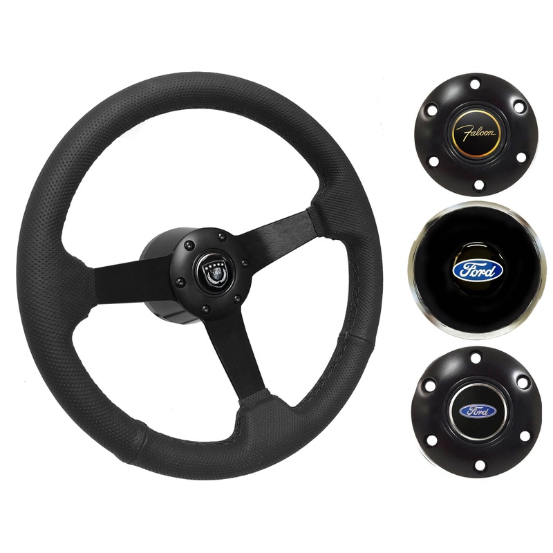 1963-64 Ford Falcon Steering Wheel Kit | Perforated Black Leather | ST3602BLK