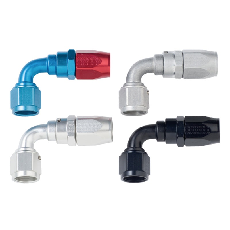 Fragola -16AN x 90 Degree Power Flow Hose End – Blue/Red