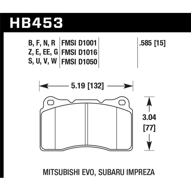 Hawk ER-1 Front Motorsport Brake Pads 03-06 Evo / 04-09 STi / 10+ Camaro SS (Brembo)