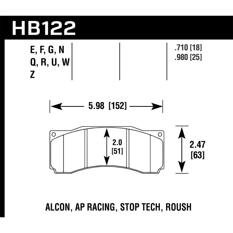 Hawk Stoptech ST-60 Caliper DTC-60 Race Brake Pads