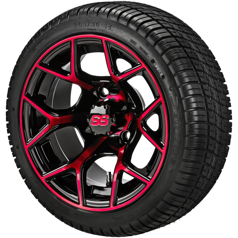 LSI 14″ Ninja Black & Red Wheel and Low Profile Tire Combo