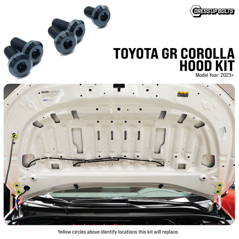 Dress Up Bolts [23+ GR Corolla] Titanium Hardware Hood Kit