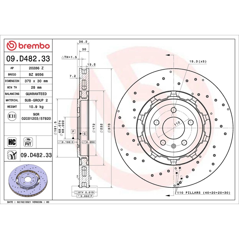 PRIME Dual Cast Rear Disc Brake Rotor – 09.D482.33