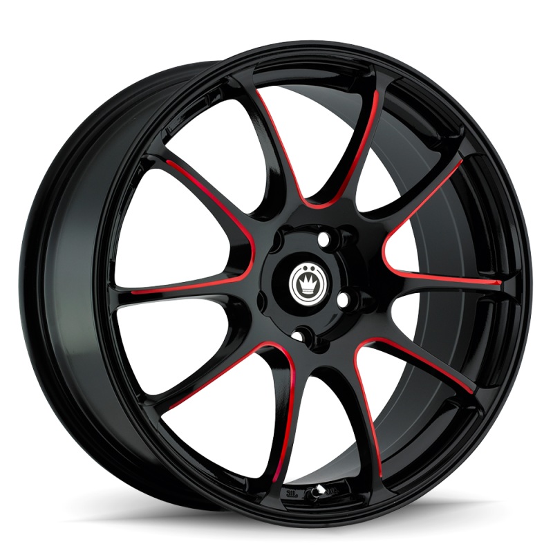 Konig Illusion 17×7 5×100 ET40 Black/Ball Cut Red