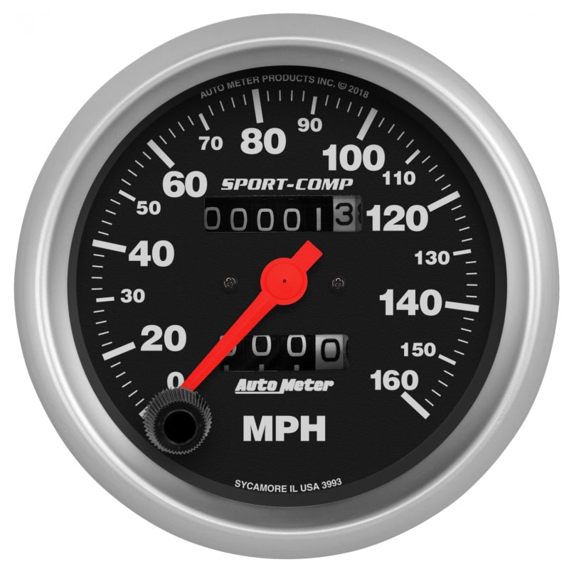 AutoMeter Sport-Comp Speedometer Gauge 3-3/8in. – 0-160MPH – Mechanical – In-Dash