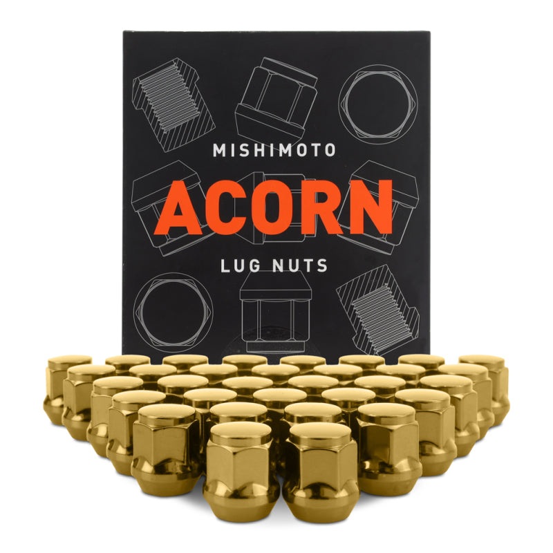 Mishimoto Steel Acorn Lug Nuts M14 x 1.5 – 32pc Set – Gold
