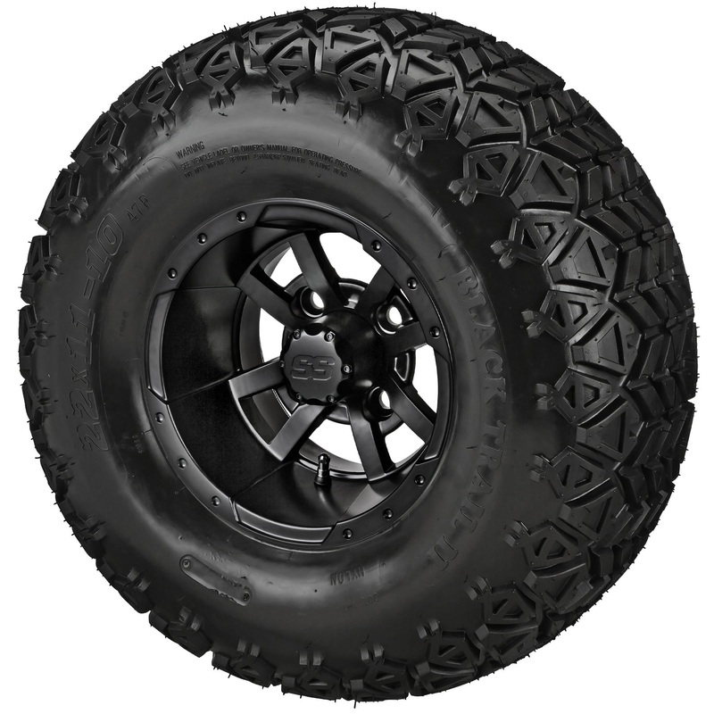 LSI 10″ Maltese Cross Matte Black Wheel and Lifted Tire Combo