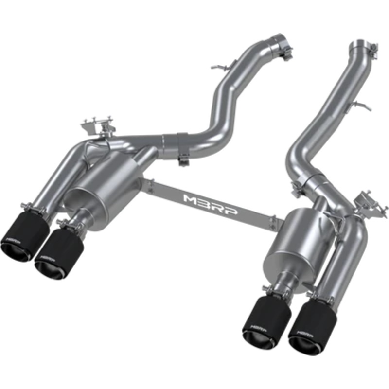 MBRP Stainless Steel 3″ Resonator-Back – Quad Outlet w/ Carbon Fiber Tips | 2019-2021 BMW M2 (S45023CF)