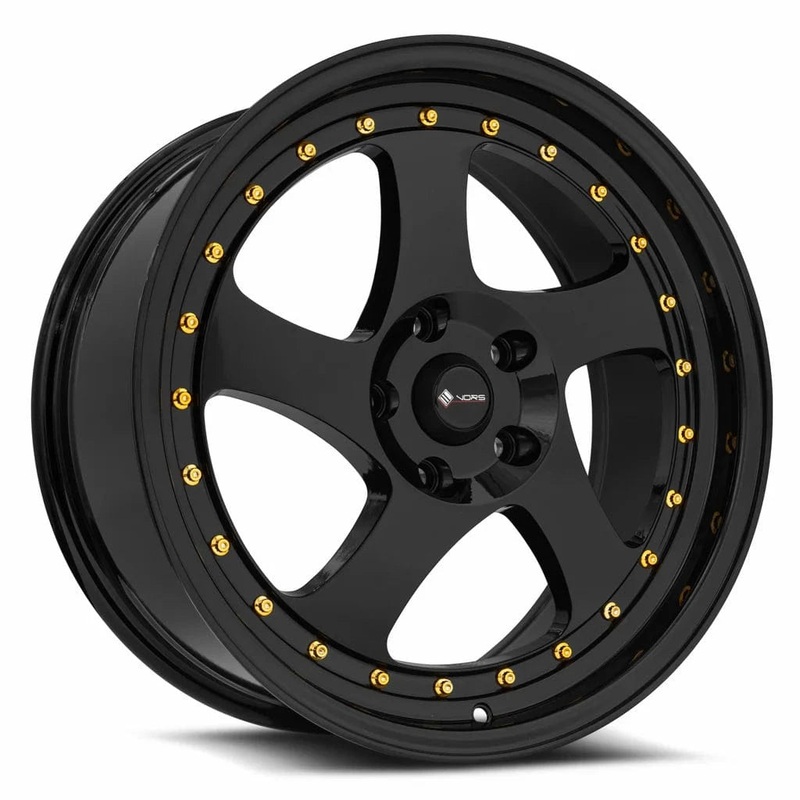 VORS VR2 18″ 5×110 All Black Gold Rivet