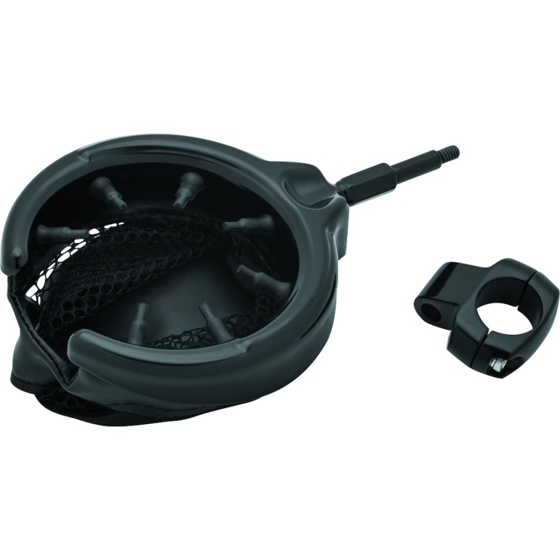 Kuryakyn Drink Holder With Basket 1inch Mount Gloss Black