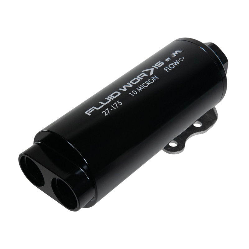 Fluidworks Dual Inlet 12GPM Post Fuel Filter w/ Mount (10 micron) 27-175