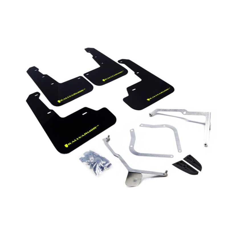 Rally Armor 15-21 Subaru WRX/STI Black UR Mud Flap w/Green Logo