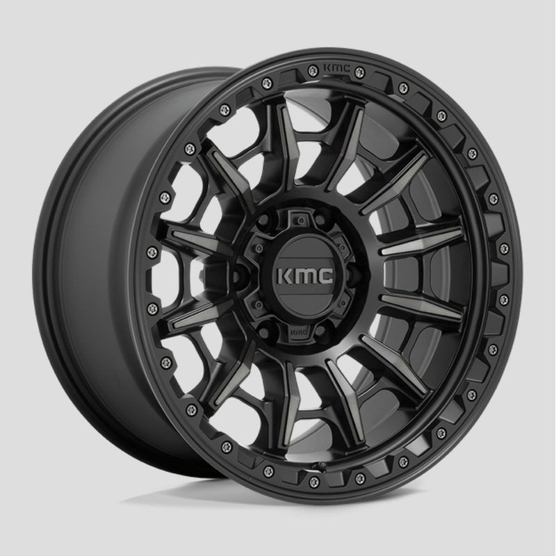 17×9.0 KMC Carnage KM547 Satin Black w/Gray Tint