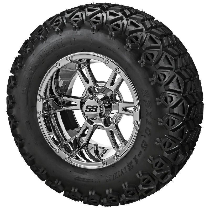 LSI 12″ Raptor Mirror Wheel and Lifted Tire Combo