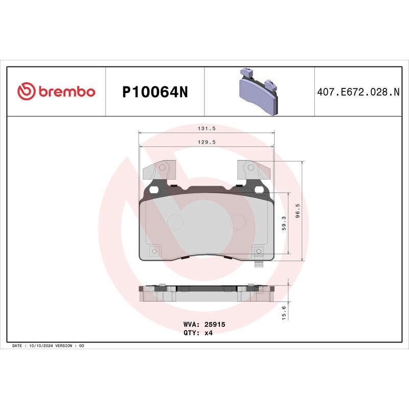 PRIME Ceramic Front Disc Brake Pad Set – P10064N