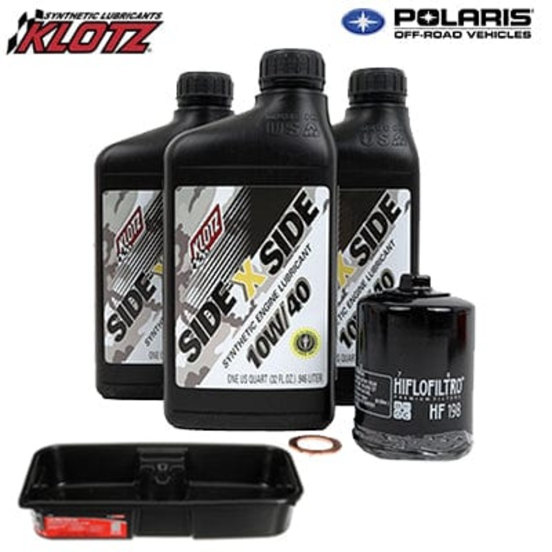 SXS Oil Change Kit 10W40 / W Oil Filter w/ Drain Pan, Polaris Ranger & RZR by Klotz