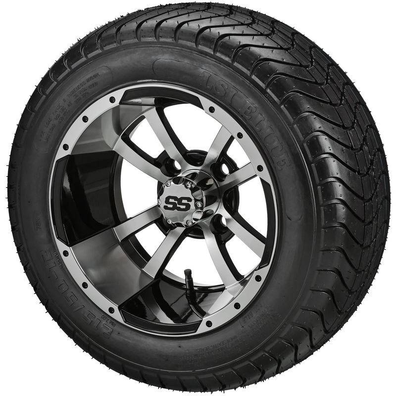LSI 12″ Maltese Cross Black & Machined Wheel and Low Profile Tire Combo